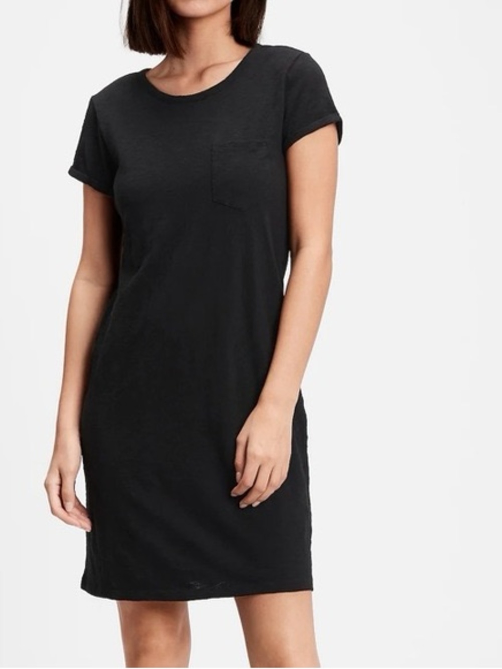 GAP Black Short Sleeve Pocket T-Shirt Dress